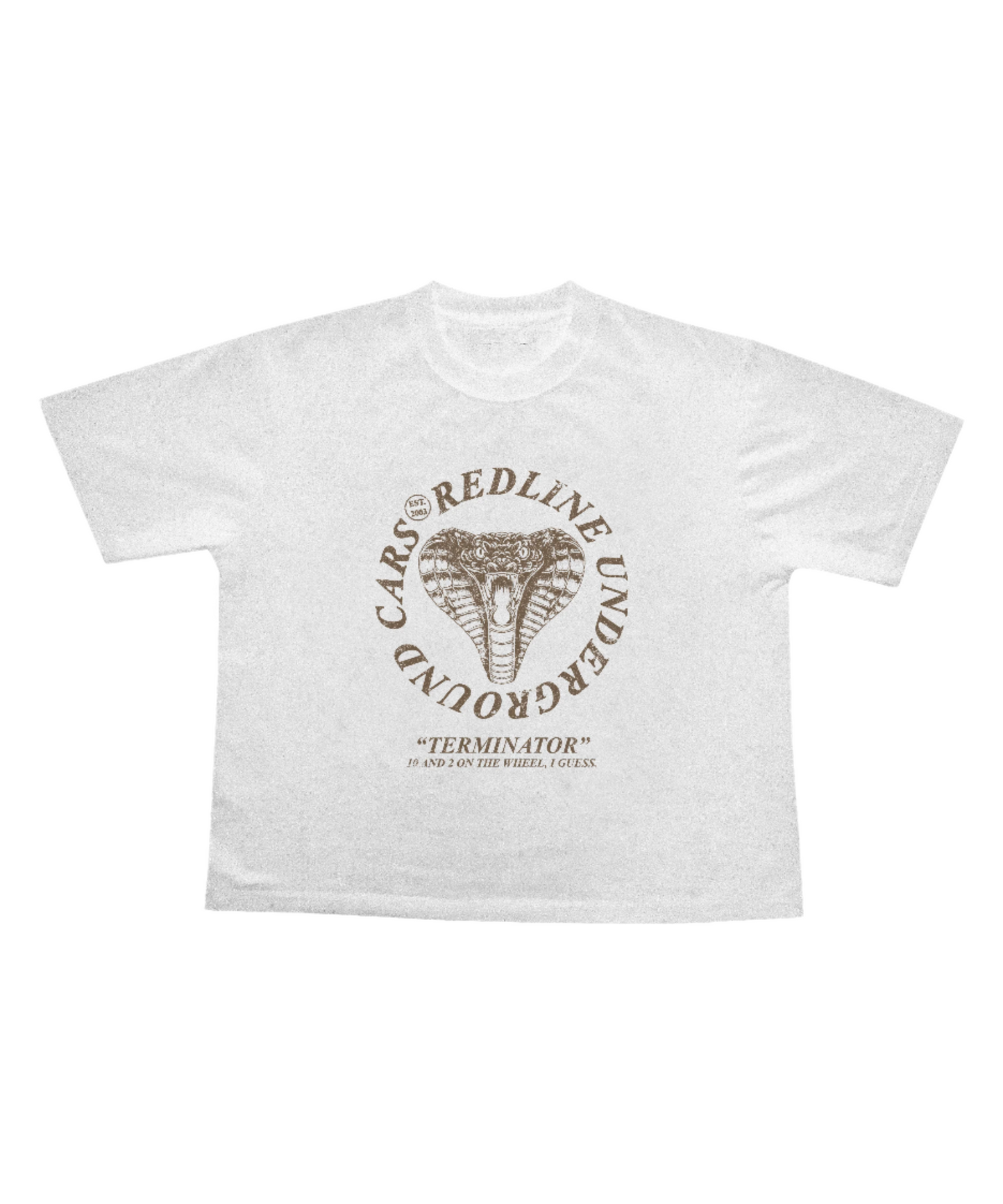 Cobra "Steering Wheel" Brown on White Tee - Underground Raffles
