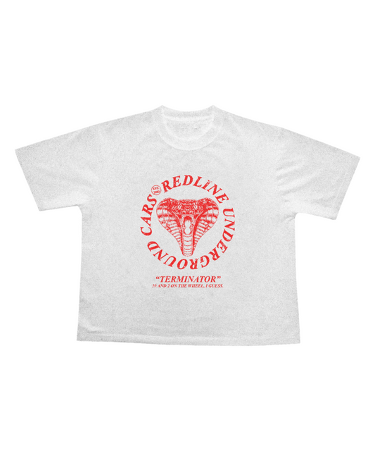Cobra "Steering Wheel" Red on White Tee - Underground Raffles